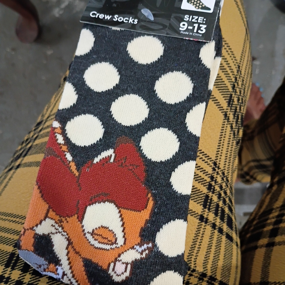 Disney Gray Crew Socks with Polka Dots and Character Design